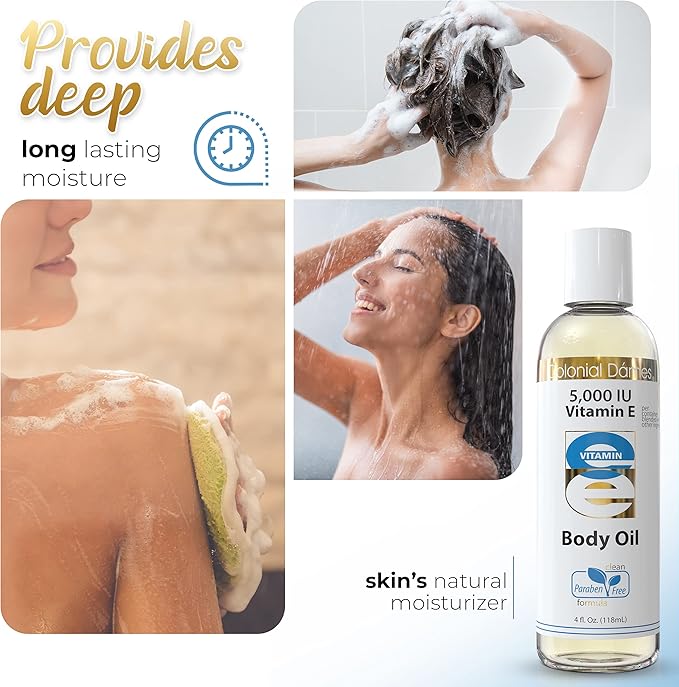 Colonial Dames 5,000 IU Vitamin E Oil Blend Skin Therapy Oil for Whole Body Vitamin E Body Oil for Hydrated Healthy Skin