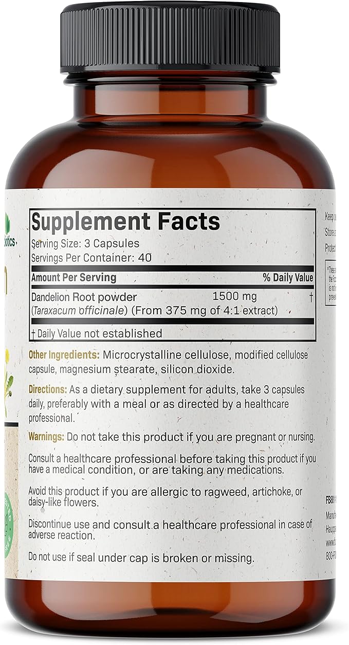 Futurebiotics Dandelion Root 1500 MG per Serving Traditional Diuretic Herb, Non-GMO, 120 Vegetarian Capsules