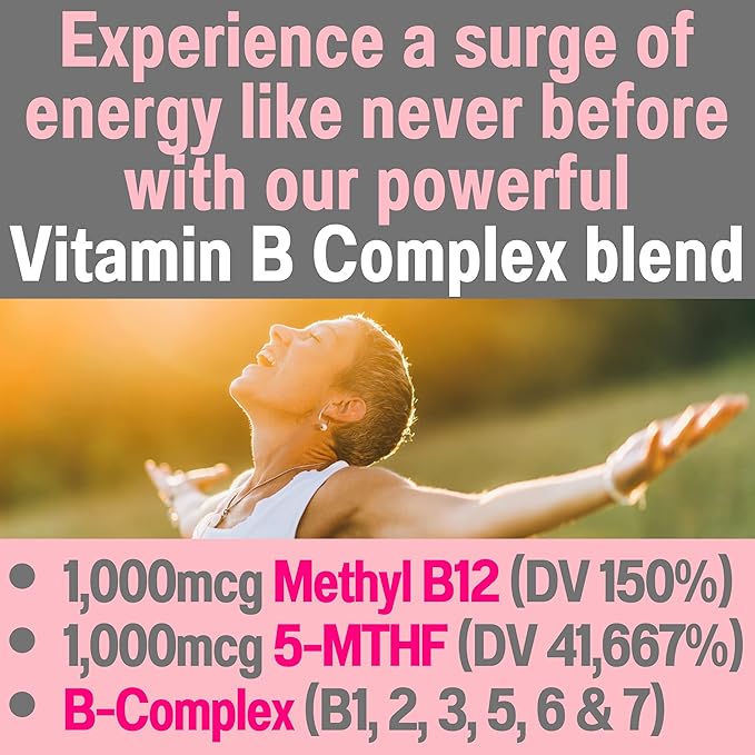 SHIZAM SAM-e & L-Tyrosine Gummies & Methylated Vitamin B-Complex | Methyl B12 & 5-MTHF | Vitamins B12 B9 B7 B6 B5 B3 B2 B1 Capsules Powders Pills Alt | Supplement Supplements