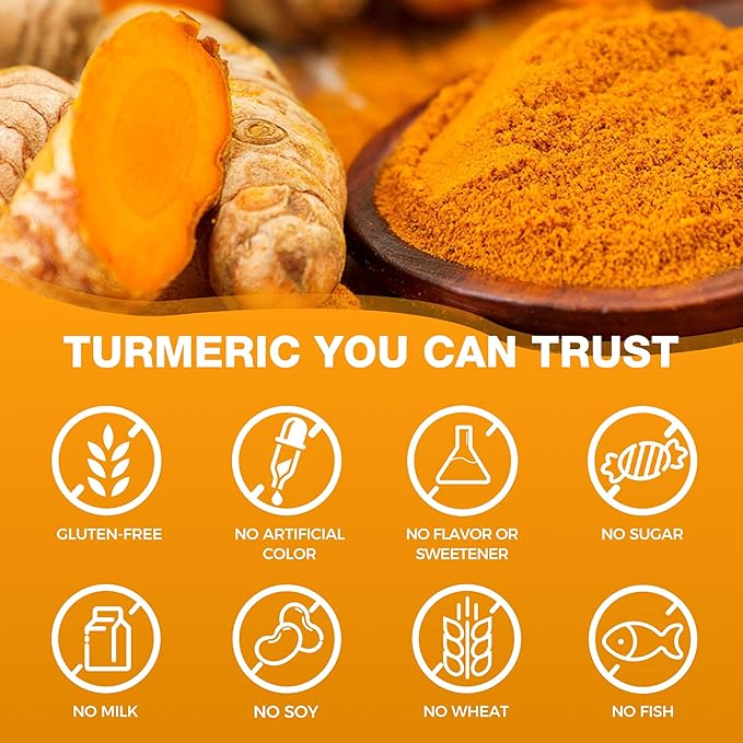 Vitamin World Turmeric Curcumin 1000mg, BioPerine Black Pepper Extract for Better Absorption, 95% Curcuminoids, Turmeric Supplement for Antioxidant & Joint Support, Gluten-Free, 60 Capsules