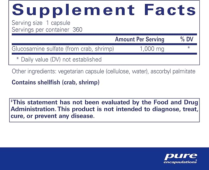Pure Encapsulations Glucosamine Sulfate 1,000 mg | Supplement for Joint Support and Mobility, Cartilage Health, and Connective Tissue* | 360 Capsules