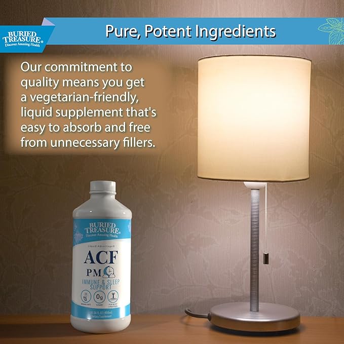 Buried Treasure ACF PM - 16 oz, 16 Servings, Nighttime Immune Support with Chamomile, Vitamin C, Echinacea, Herbal Extracts, Essential Nutrients