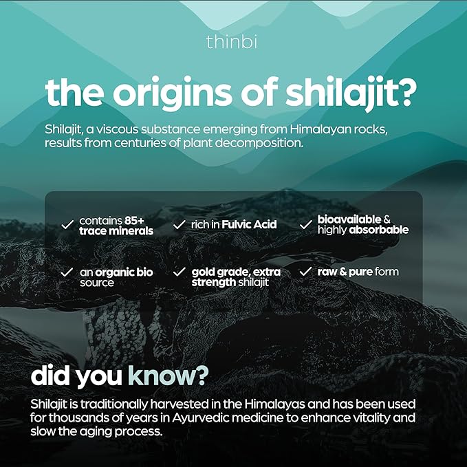 Shilajit Resin 4oz Extra Strength – Pure Himalayan Shilajit for Men & Women, 75%+ Fulvic Acid & 85+ Trace Minerals for Energy, Immune & Metabolism Support, Lab-Tested, Better Than Gummies - Thinbi