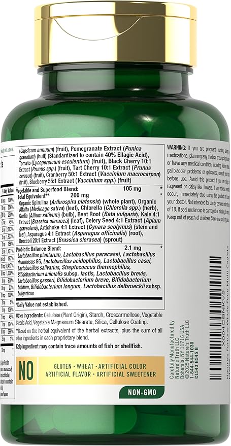 Nature's Fortune Whole Food Multivitamin with Probiotics | 120 Coated Caplets | Made with 20 Fruits and Vegetables | Non-GMO & Gluten Free Supplement