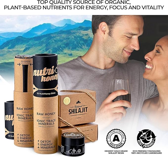 NATURAL SHILAJIT Resin - Shilajit Supplement with Fulvic Acid & Trace Minerals, Plant Based Nutrients for Energy, Immune Support & Vitality - 20 Gram & 10 Gram