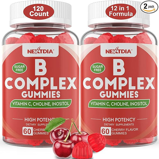 Vitamin B Complex Gummies, Vegan Vitamin B Gummies with 2000 mcg Methyl B12, Methyl Folate | Plus Choline + Inositol, Vitamin C + Zinc - 120 Cts