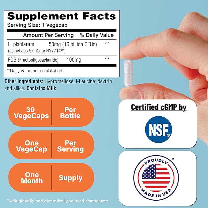 Health Thru Nutrition Skineu - Skin Probiotic + Prebiotic | Supports Skin Hydration & Elasticity | Clinically Studied Ingredients |3rd Party Tested, Non-GMO & Gluten-Free | 30 VegeCapsules