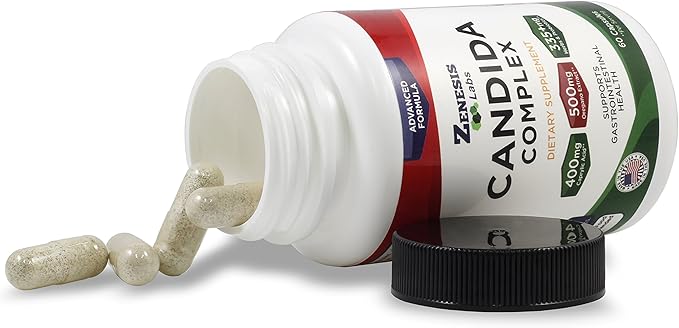 Zenesis Labs Candida Complex Cleanse Detox Caprylic Acid Supplement, Oregano Extract, Probiotics, Enzymes (60 Capsules, 30 Day Supply)