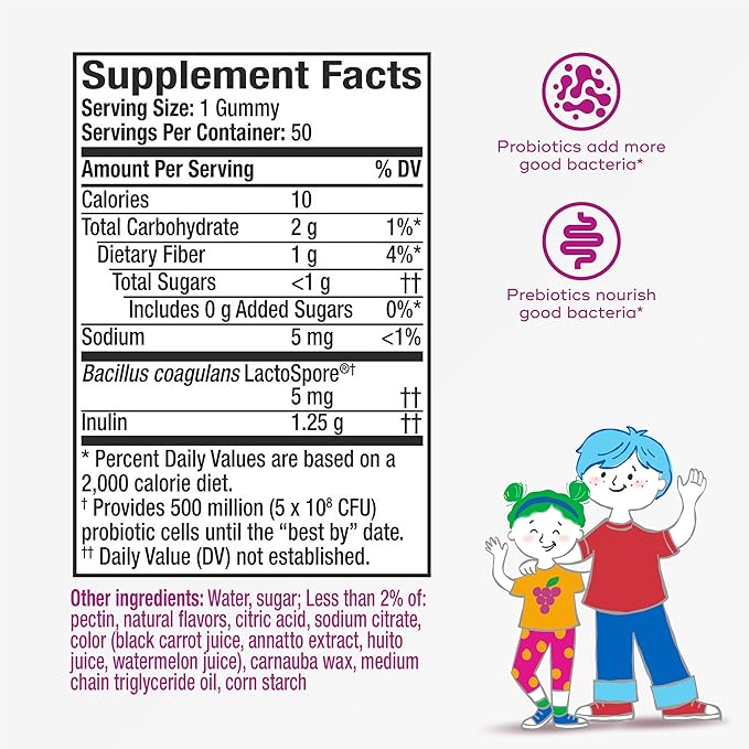 Align Probiotic, Kids Gummies, Prebiotic + Probiotic helps support a healthy digestive system*, #1 Doctor Recommended Probiotic Brand‡, 50 Gummies