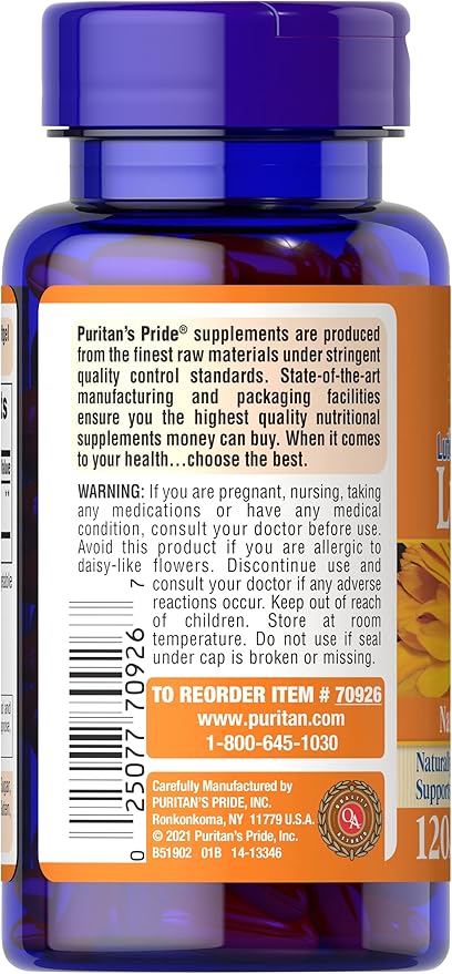 Puritan's Pride Premium Lutigold Lutein Carotenoid 40mg with Zeaxanthin for Men and Women, Dietary Supplement for Eye Health Support, 8 Month Supply, 120 Easy-to-Swallow Softgels