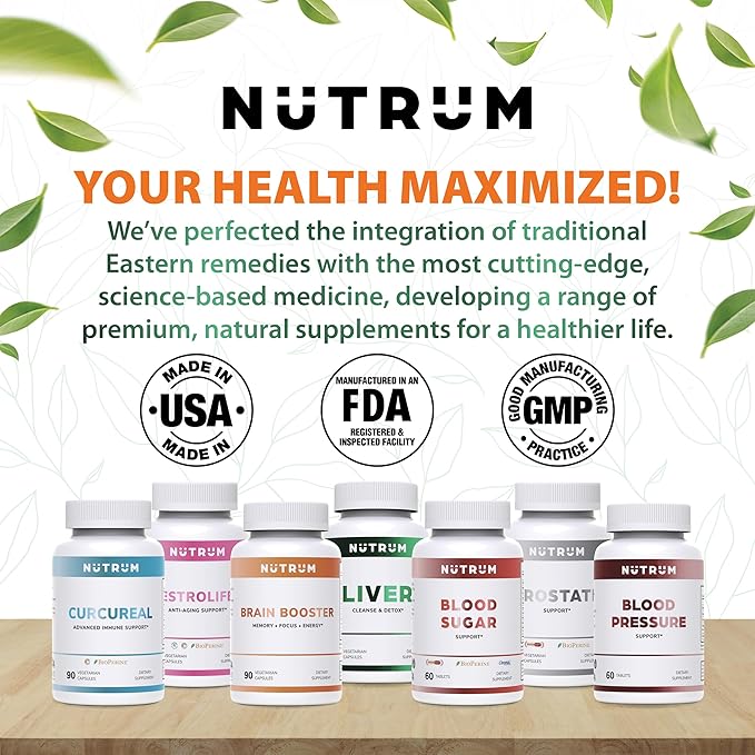 Advanced Immune Support Supplements with Curcumin by Nutrum, Vegan Formula for Cellular Health, Promotes Regeneration of Damaged Cells with Fucoidan, Immunity Boost with Herbal Extracts, 90 Capsules