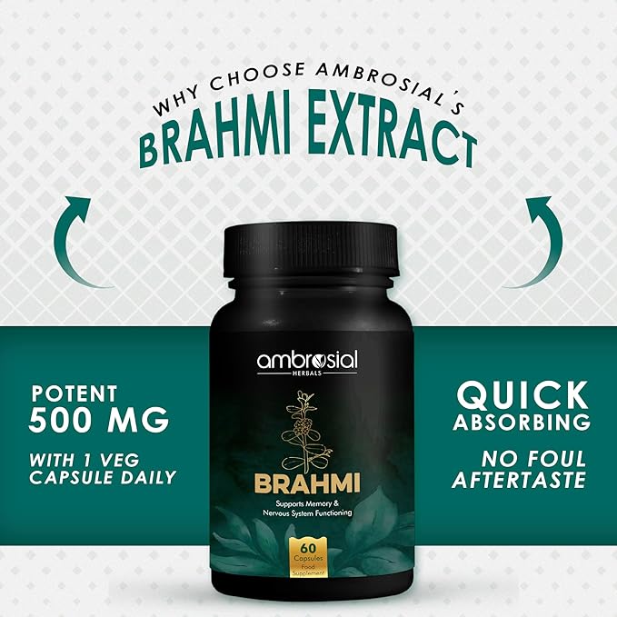 AMBROSIAL Brahmi Capsules 500 mg Pack of 1-60 Capsules