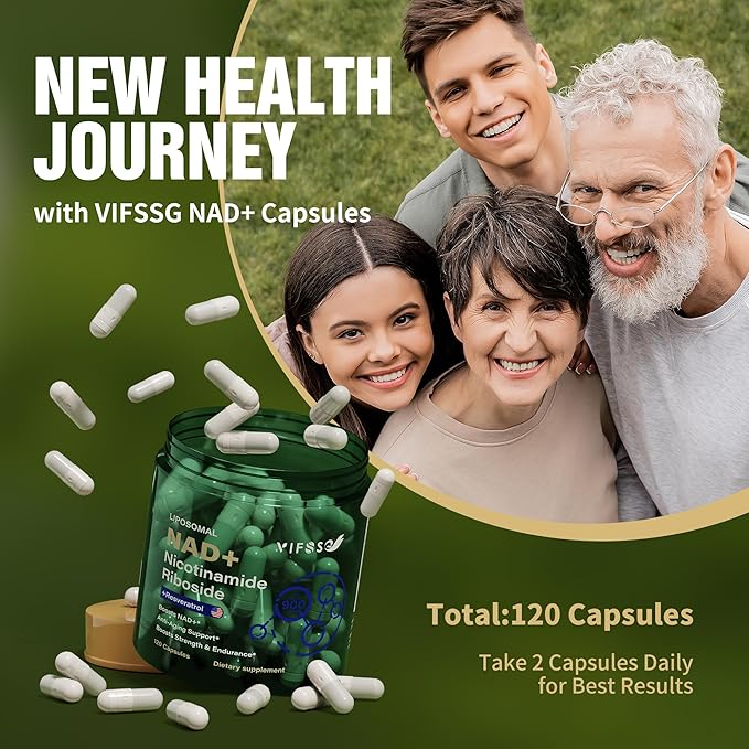 NAD Supplement 900mg, Liposomal NAD+ Nicotinamide Riboside Supplement for Men and Women, Resveratrol, Quercetin High Efficiency Supports for Energy Booster, 120 Capsules