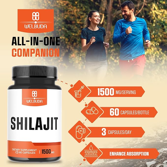 Extract 5:1 Shilajit Supplement 1500mg - Supports for Immune System, Energy Production, Brain Health & Overall Well-Being - 60 Capsules