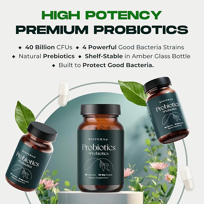 Targetted Delivery Probiotics + Prebiotic for Women - Probiotics for Digestive, Gut Health and Body Balance- 40 Billion CFUs - 4 Highly Researched Good Bacteria Strains - 60 Vegan Capsules