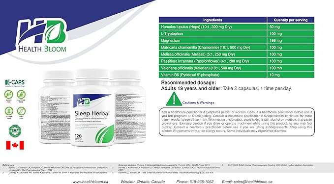 Sleep Herbal | 120 Capsules | Health Bloom | Vitamins and Minerals Supplements |