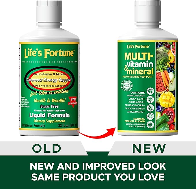 Life's Fortune Liquid Multivitamin for Men, Women & Teens, High Absorption Vitamins with Biotin, Vitamin C, D3, Minerals | Non-GMO, No Sugar Added | Supports Hair, Body Health & Energy | 32 oz
