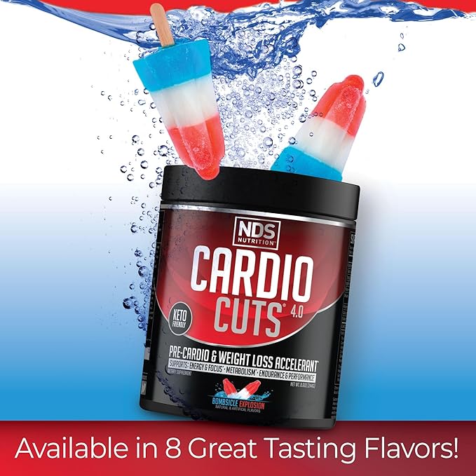 NDS Nutrition 4.0 Pre Workout Supplement - Advanced Weight Loss and Pre Cardio Formula with L-Carnitine, CLA, MCTs, L-Glutamine, and Safflower Oil - Bombsicle (40 Servings)