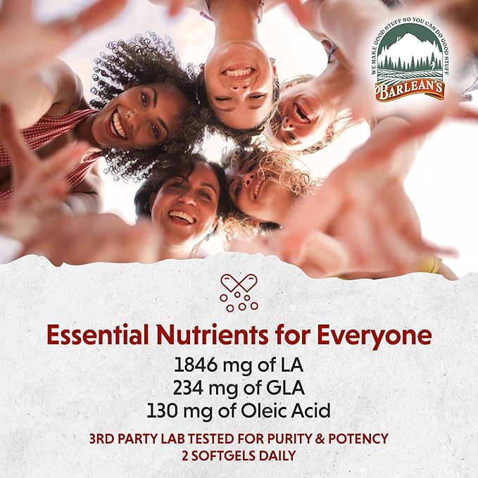 Barlean's Evening Primrose Oil Softgels with Gamma-Linolenic Acid (GLA) - Non-GMO, Gluten-Free - 60-Softgels