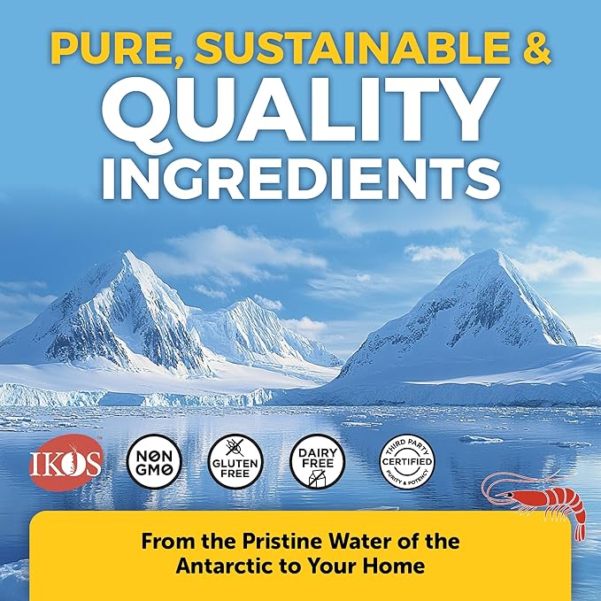 Viva Naturals Antarctic Krill Oil Omega 3 Supplements 1250 mg - DHA EPA Omega-3 & Astaxanthin Concentration for Joint Health, No Fish Burp - 60 Omega 3 Krill Oil Capsules