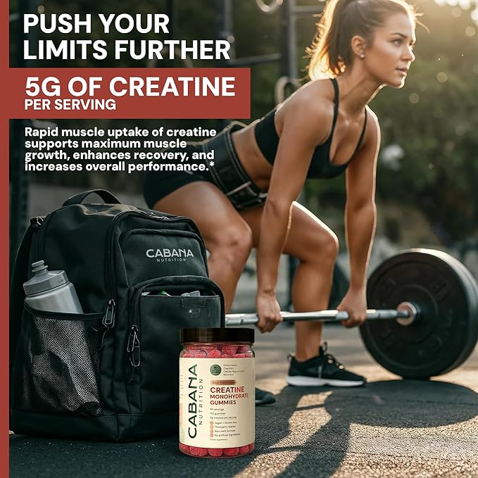 Creatine Monohydrate Gummies 5g - Watermelon Flavored Creatine for Women and Men - Supplement Supports Muscle Gain, Energy, Pre and Post Workout, Focus & Cognition, Recovery (120 count, 40 servings)