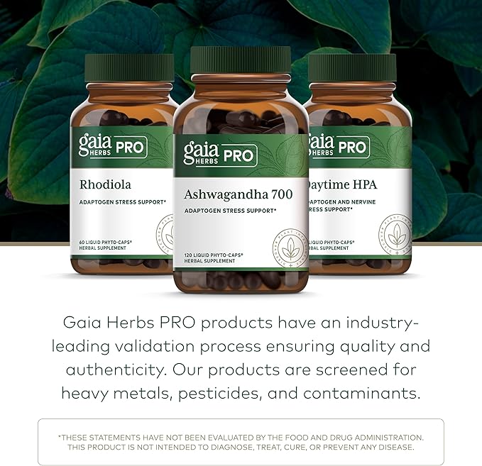 Gaia Herbs PRO Ashwagandha 700 - Healthy Immune Support Supplement* - Single-Herb Formula with Organic Ashwagandha - Vegan Gluten-Free Soy-Free - 120 Liquid Phyto-Caps (60 Servings)