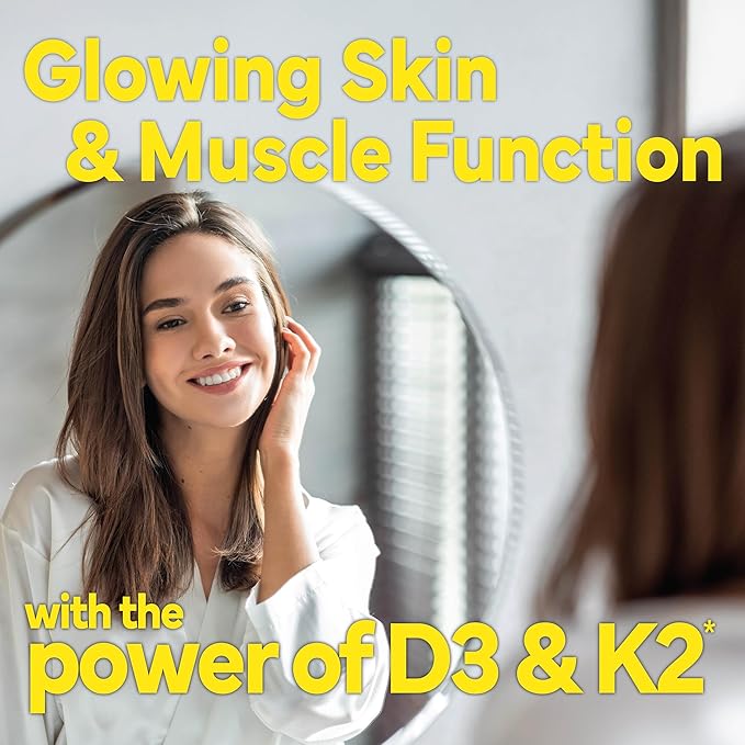 Vitamin D3 with Vitamin K2, D3 2000 IU with K2 100 mcg for Healthy Muscle Function, Bone Health and Immune Support, Vitamin D3 K2, 60 Tablets