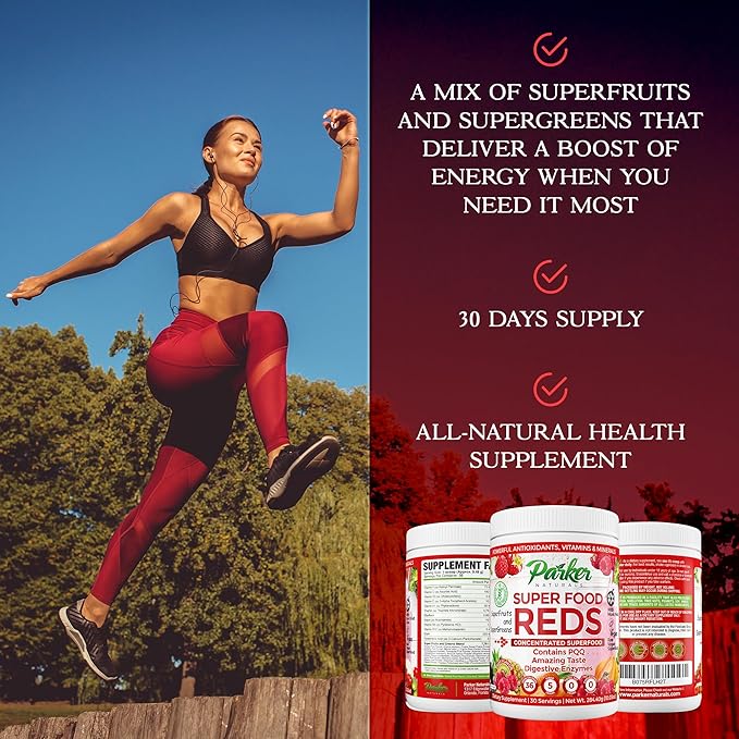 Superfood Reds Powder, Monk Fruit Flavored Organic Antioxidant, Concentrated Greens and Reds Superfood Powder, Vegan Berry, 30 Servings