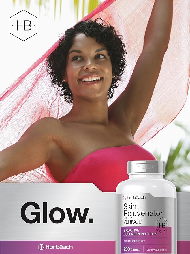 Horbäach Skin Rejuvenator with Verisol | Bioactive Collagen Peptides | 200 Caplets | Non-GMO, Gluten Free Supplement