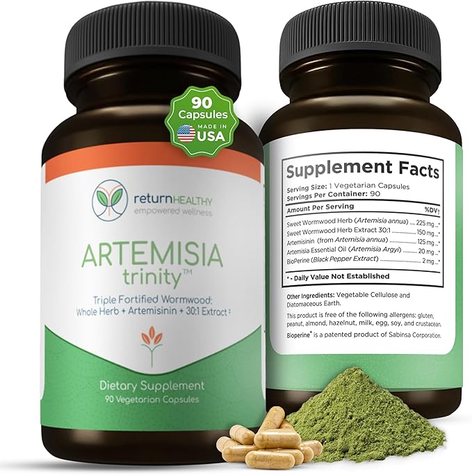 Artemisia Trinity | Cleansing for Adults with Wormwood Herb & Artemisinin 30:1 Extract | Resistance & Digestive Support | Herbal Supplements | Pure, Plant-Based, 90 Caps