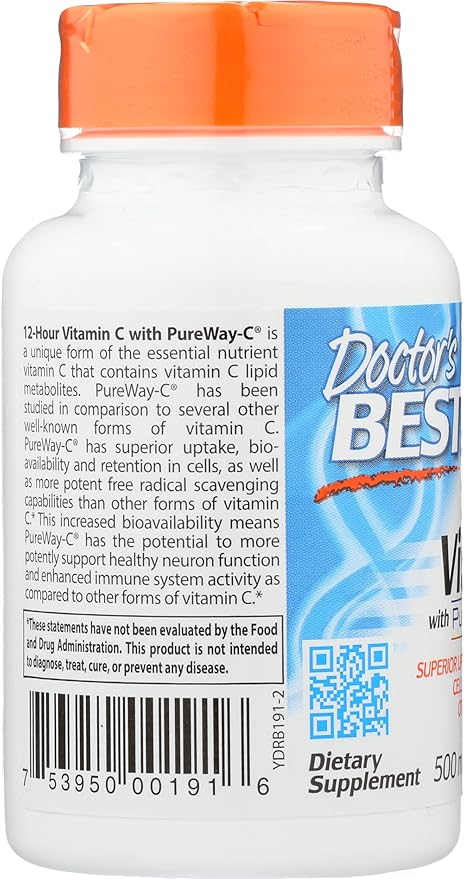 Doctors Best Sustained Release Vitamin C with Pureway C, Non-GMO, Vegan, 60 Tablet (Pack of 1)