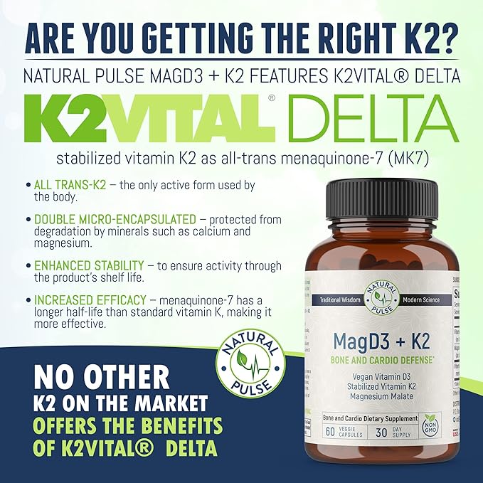 Magnesium Malate + Vegan Vitamin D3 + Stabilized Vitamin K2, Complete Support Supplement for Cellular Energy, Cardiovascular, Immune and Metabolic Health & Bone Strength, 90 Veggie Caps