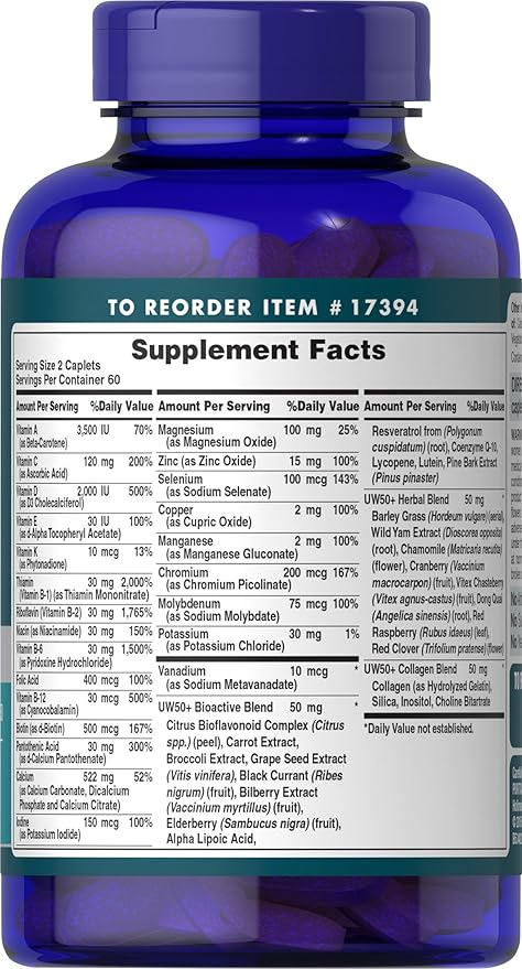 Puritan's Pride Ultra Woman 50 Plus High Potency Performance Time Release Daily Multivitamin with Zinc, Supplement to Support Healthy Aging and Cellular Energy Production, 2 Month Supply, 120 Count