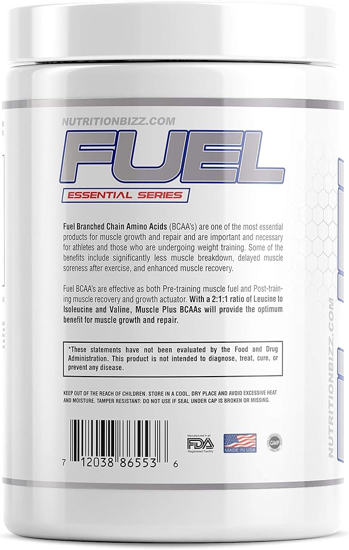 Fuel 2:1:1 BCAA Powder, 5 Grams of BCAAs Amino Acids, Post Workout Recovery Drink for Muscle Building, Recovery, and Endurance, 30 Servings (Pineapple)