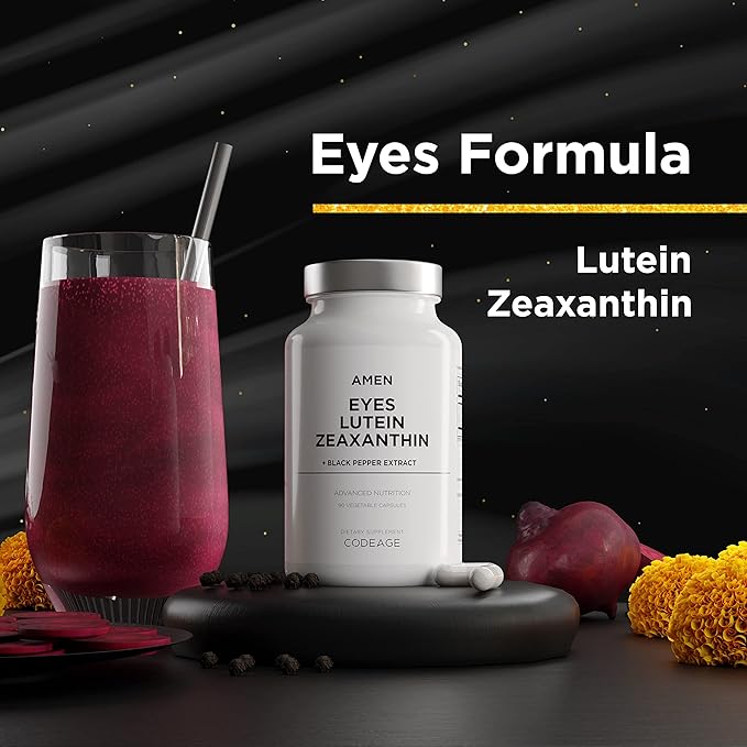 Amen Eyes Lutein Zeaxanthin Supplement - Eyes Vitamins - Lutein and Zeaxanthin from Marigold Extract, Red Beet Root Powder, Black Pepper Fruit Extract - 3-Month Supply Eye Care - Non-GMO - 90 Capsules