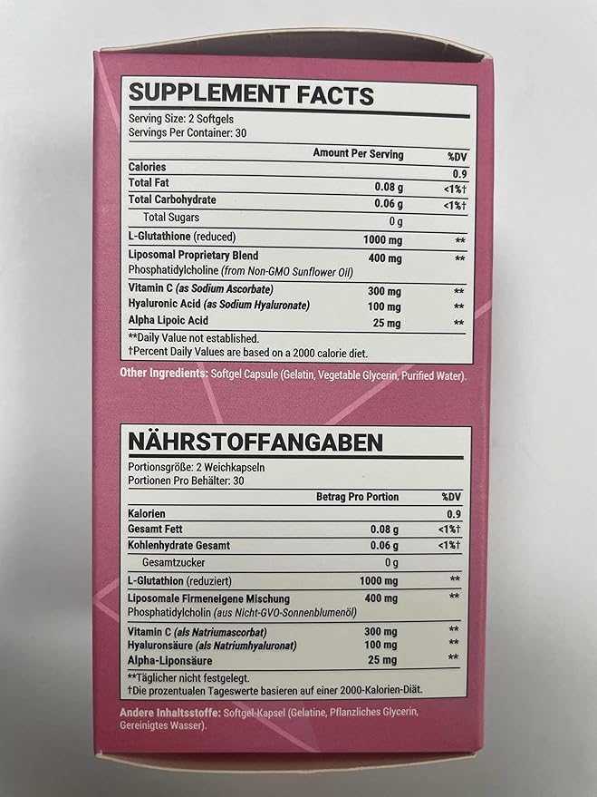 Liposomal Glutathione Softgels 1500MG, Reduced Glutathione Supplement with Vitamin C, Better Absorption, Non-GMO Powerful Antioxidant for Healthy Aging, Detox, Immune Health,120 Softgels