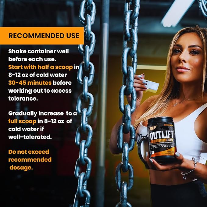 Nutrex Outlift Burn Pre-Workout Supplement for Energy, Focus & Endurance | Metabolyte, L-Citrulline, Beta-Alanine & Caffeine | Thermogenic Formula for Performance (22 Servings, Florida Crush)