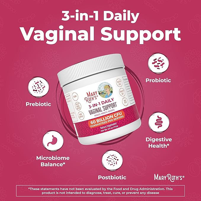 MaryRuth Organics 3-in-1 Probiotics for Women, Clinically Tested, Vaginal Probiotics for Digestive Health & Hormonal Support, Womens Probiotic Powder, Gut Health, 50 Billion CFU, Allergen Free, 0.5 oz