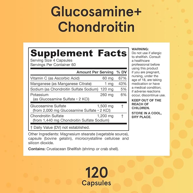 Jarrow Formulas Glucosamine + Chondroitin - 240 Capsules - Nutrient Support of Joint Health - With Vitamin C & Manganese - 60 Servings