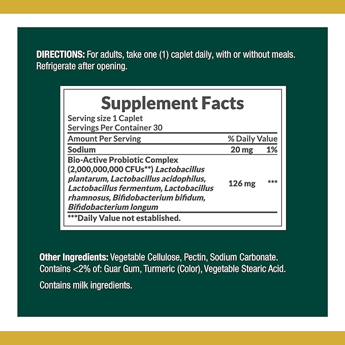 Nature's Bounty Controlled Delivery Probiotic, Dietary Supplement, Advanced Support for Digestive, Intestinal and Immune Health, 30 Caplets