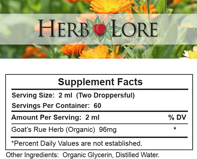 Herb Lore Organic Goats Rue Tincture - Lactation Supplement for Breastfeeding - Natural Breastmilk Production Support to Increase Breast Milk Supply (4 fl oz)
