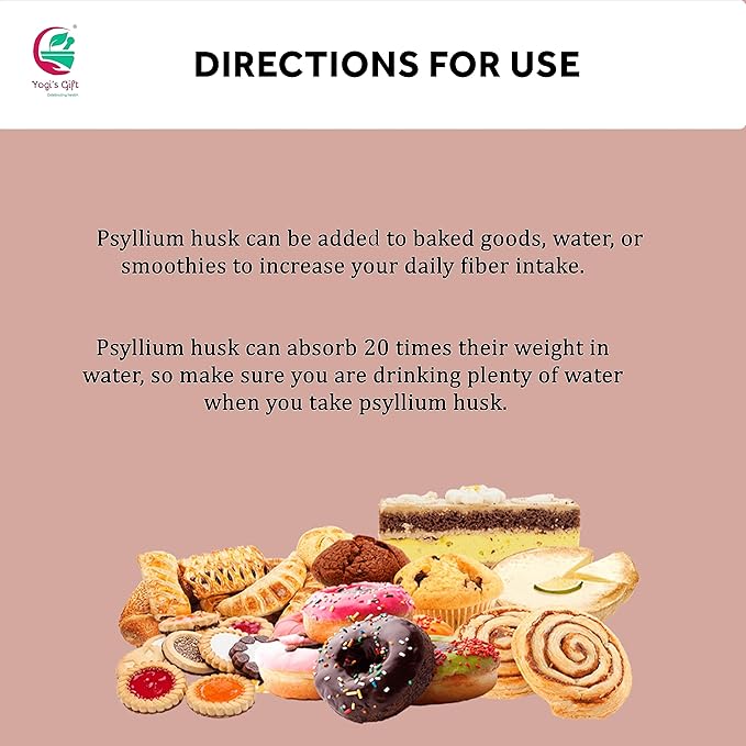 Psyllium Husk Powder 2 lb | 98% Purity | Premium Quality | Use for Baking, Cooking and Beverages | 100% Natural Fine Ground, Non GMO by Yogi's Giftยฎ
