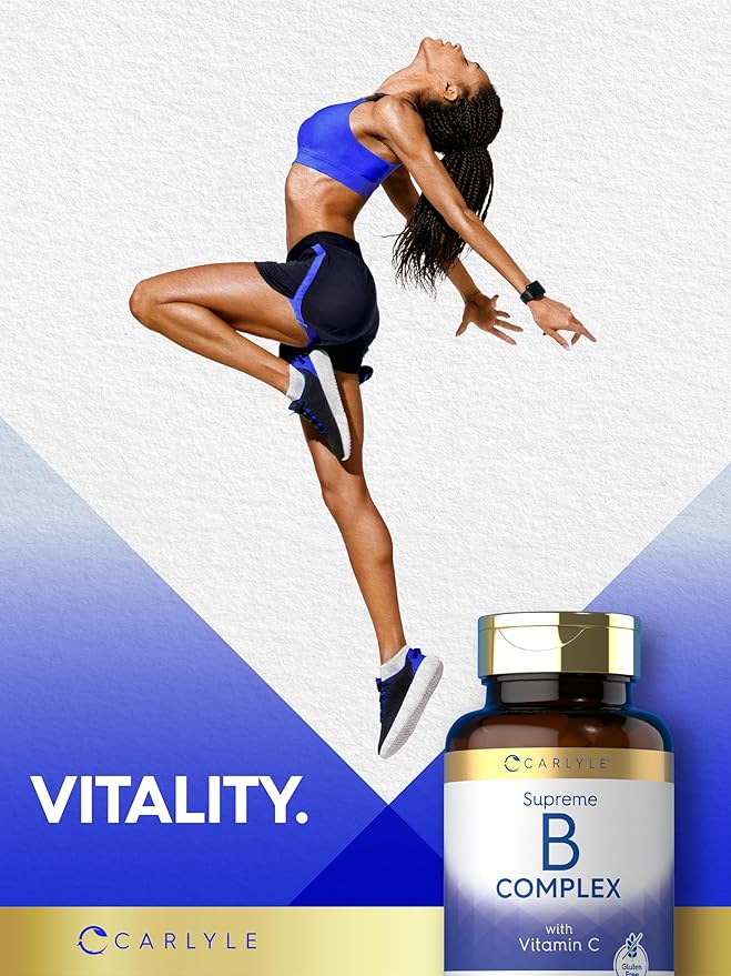 Carlyle Vitamin B Complex Plus Vitamin C | 250 Caplets | Vegetarian, Non-GMO and Gluten Free Supplement