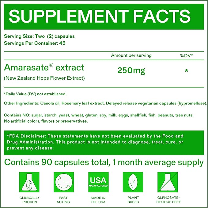 Calorie Control Supplement, 6X Natural GLP-1 Activator, 180 Count (2 Month Average Supply) Plant Based Dietary Amarasate GLP1 Supplement, Patented Formula, Manages Appetite, Hunger & Cravings
