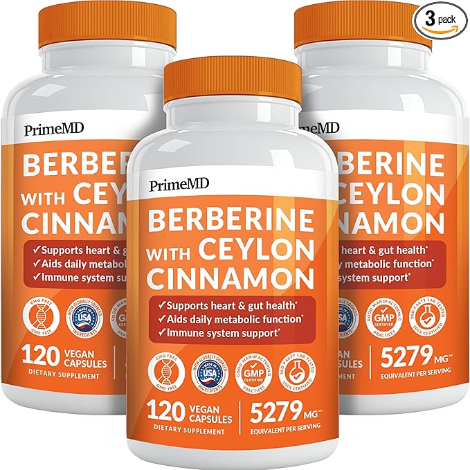 21-in-1 Berberine Supplement with Ceylon Cinnamon - Berberine 1500mg with Chromium, Bitter Melon and Green Tea Extract - Berberine 5X for Energy & Metabolism Support with 5279 mg (120 ct, Pack of 3)