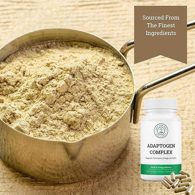 Adaptogen Complex Calmness, Energy and Vitality Booster - Ashwagandha, Schisandra, Astragalus, Ginseng, Rhodiola, and More - Promotes Balance, Focus, and Overall Well-Being - 60 Ct