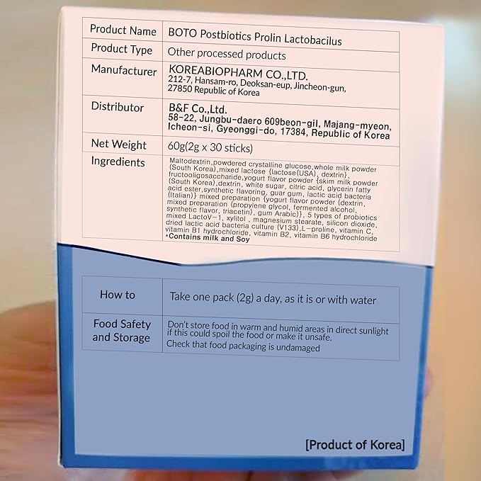 BOTO Korean Care it Probiotics Natural Prebiotics Proline Breast Milk Lactobacillus, Colon Cleanse, Immunity Support - 1 Month (30 of Pack, PostBiotics)