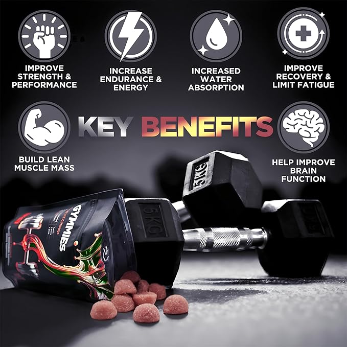 Creatine Monohydrate Gummies - Muscle Growth, Performance, Endurance - 5 Gram Creatine per Serving - Vegan, Non-GMO, Gluten-Free, Made in USA - 90ct (90 Count, Watermelon)