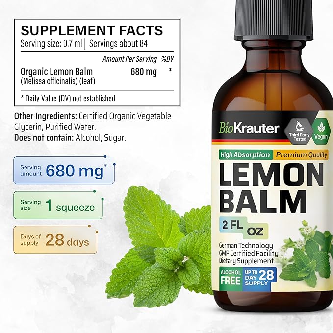 BIO KRAUTER Lemon Balm Tincture 2 Fl. Oz. & Cat's Claw Tincture 2 Fl. Oz.