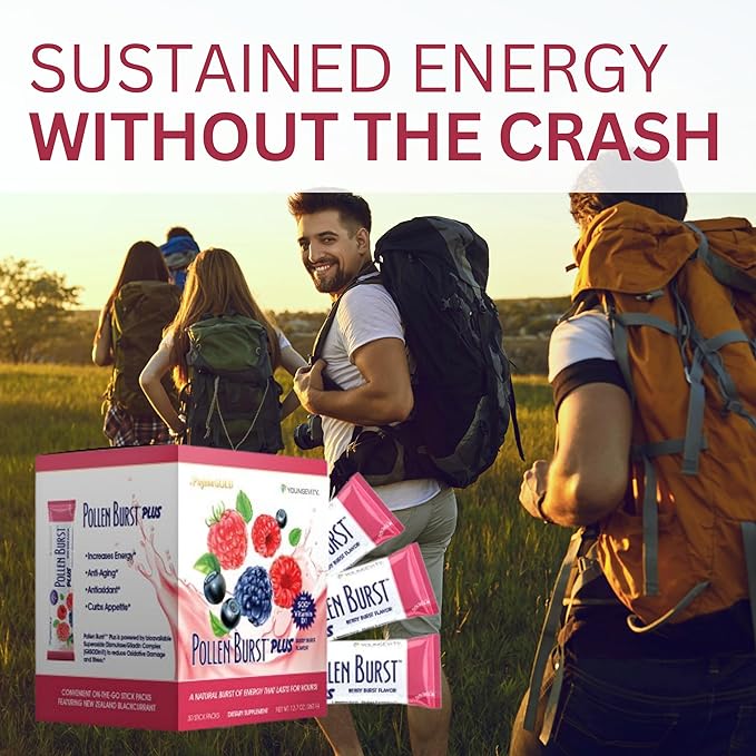 Youngevity Pollen Burst Energy Drink - Strawberry Acai 30 Count Box